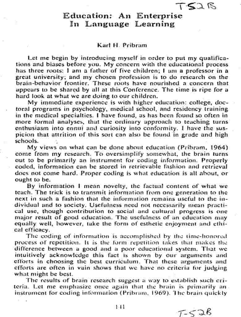 Karl Pribram Languages Of The Brain Pdf